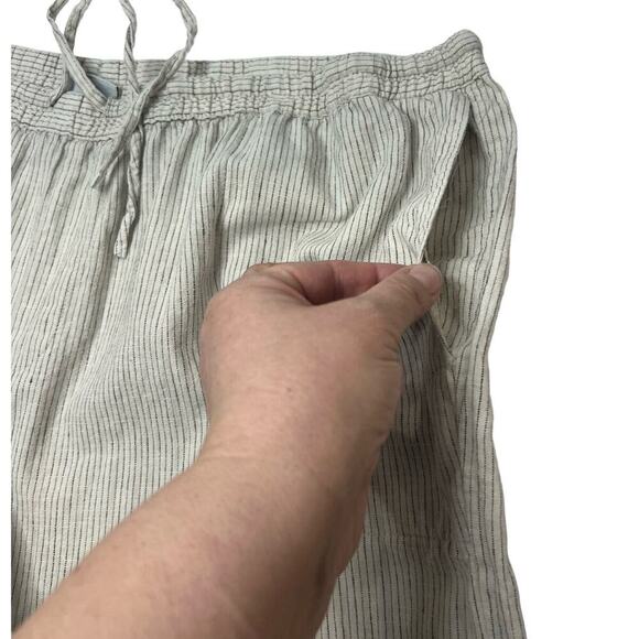 Merona Women XXL Linen Blend Wide Leg Drawstring Thin Blue/White Striped Pants - Picture 4 of 10